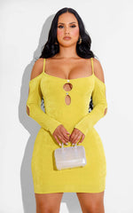 Slim Fit Low-Cut Off The Shoulder Cutout Suspender Sheath Dress