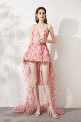 Tube Top Strap Printing Mesh Puffy Dress Extra Long Fishtail Dress