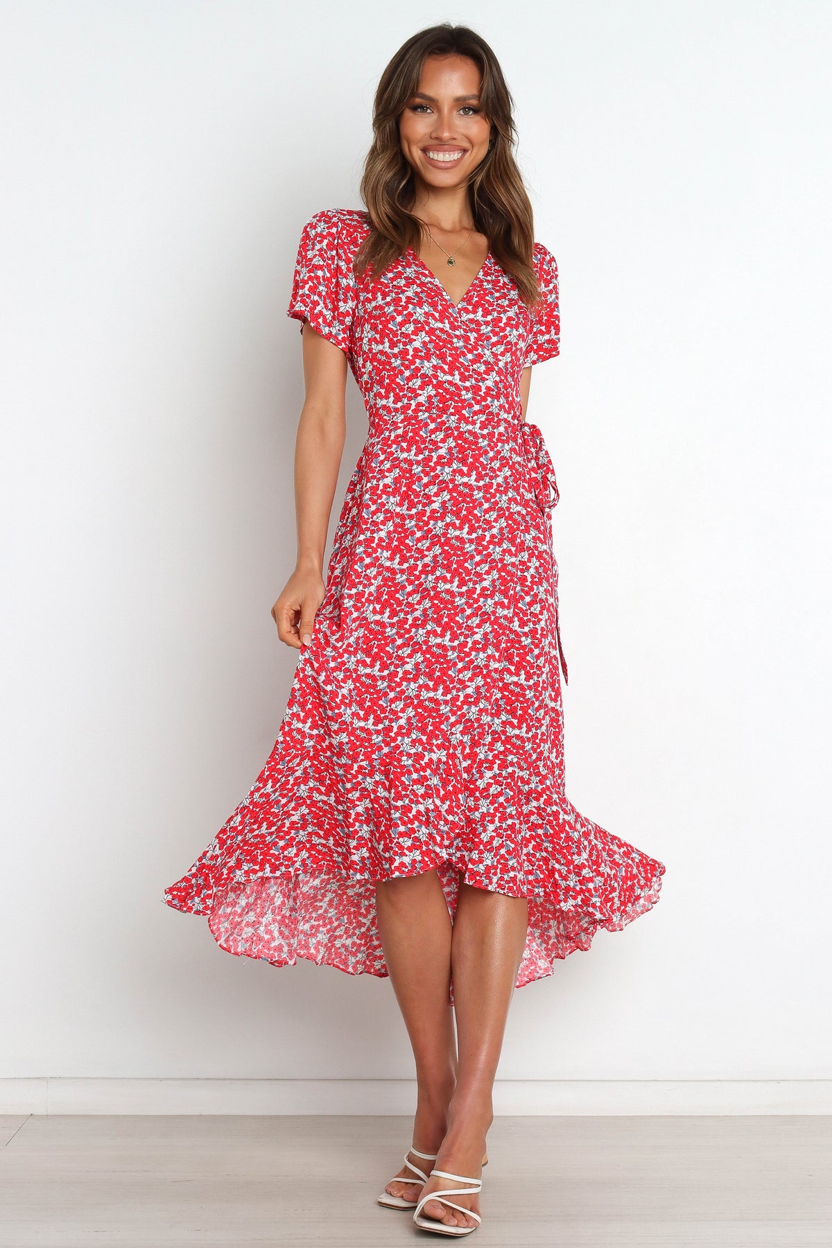 Vacition V Neck Midi A Line Dress