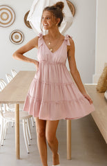 Vacition Solid Sleeveless Short A Line Dress