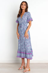 Daily V Neck Printed Loose Short A Line Dress