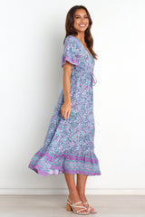 Daily V Neck Printed Loose Short A Line Dress