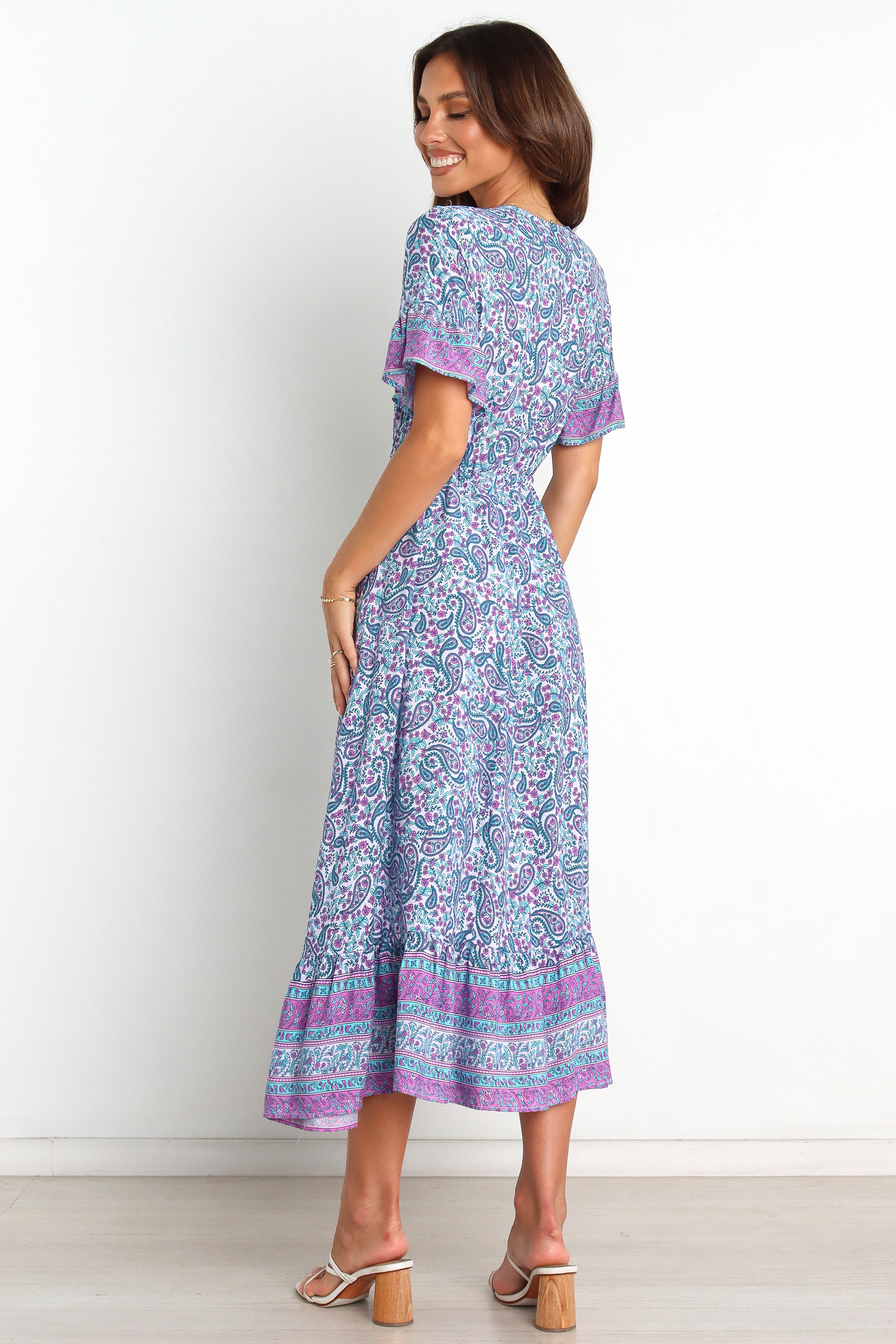 Daily V Neck Printed Loose Short A Line Dress