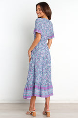 Daily V Neck Printed Loose Short A Line Dress