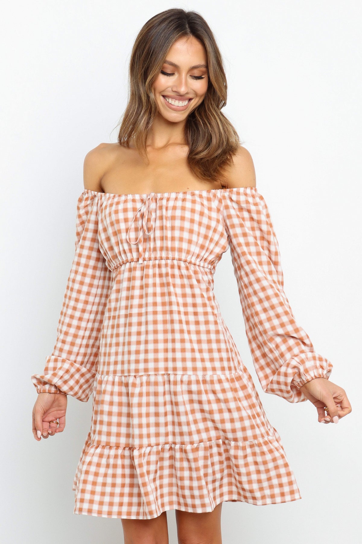 Vestido corto de corte A con lazo para el día a día de otoño