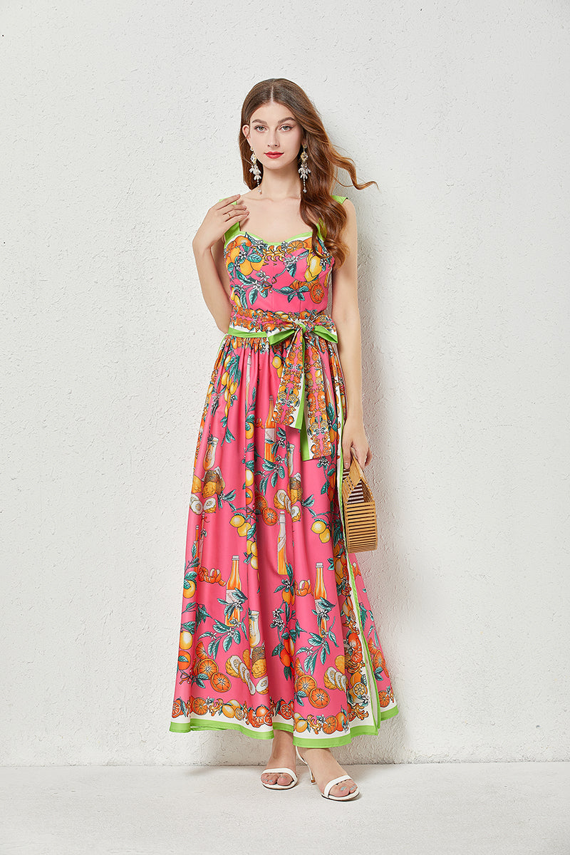 Sleeveless Printed Cami A Line Maxi Dress