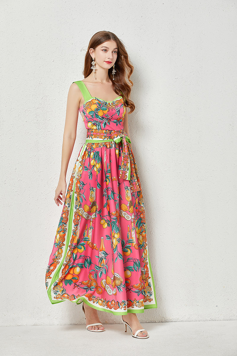 Sleeveless Printed Cami A Line Maxi Dress