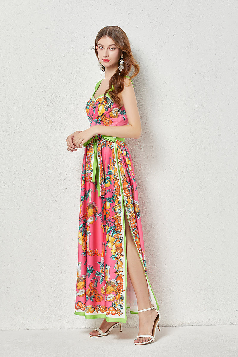 Sleeveless Printed Cami A Line Maxi Dress