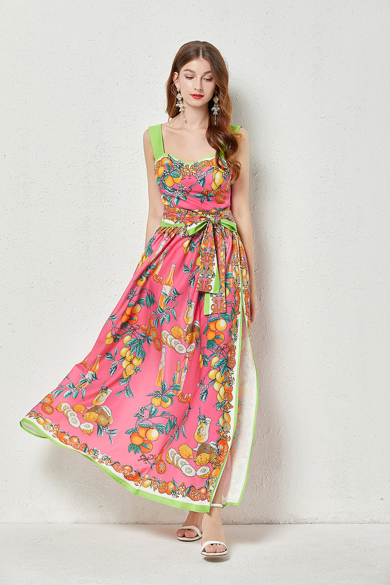 Sleeveless Printed Cami A Line Maxi Dress