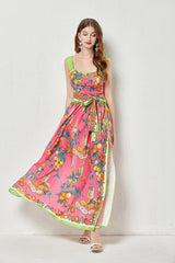 Sleeveless Printed Cami A Line Maxi Dress