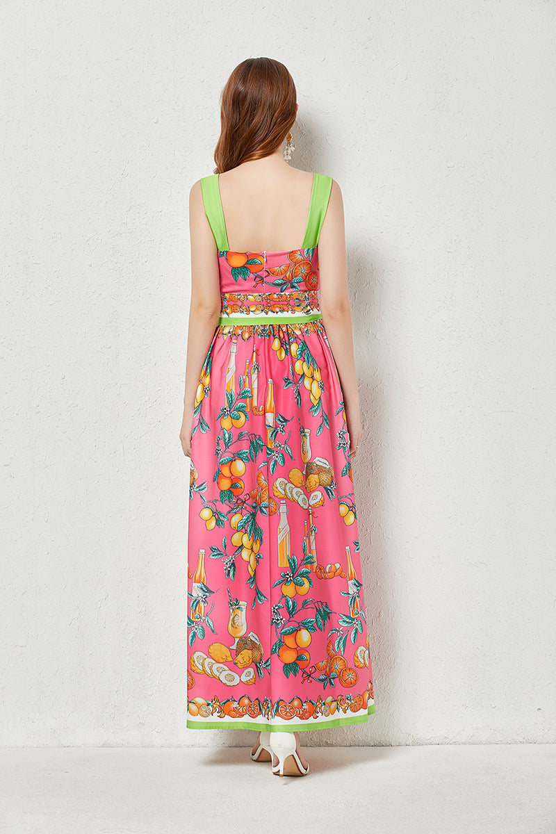 Sleeveless Printed Cami A Line Maxi Dress