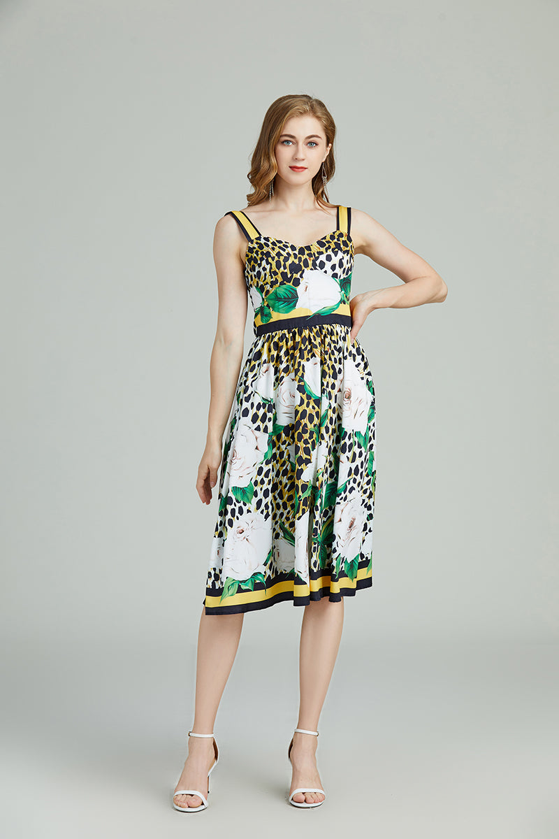 Vestido camisero estampado sin mangas hasta la rodilla