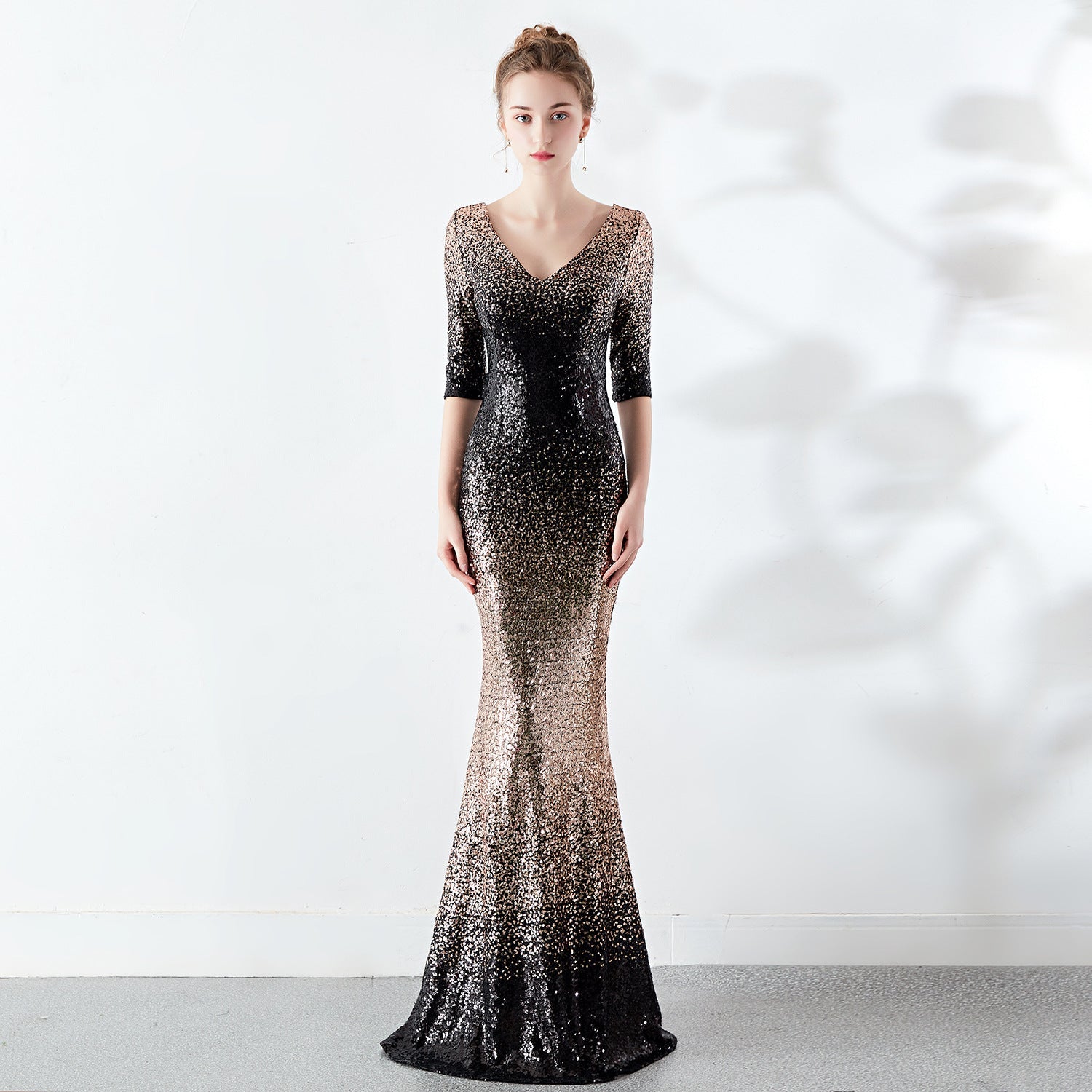 Cocktail Elegant Long Host Slim Dress Fishtail Sequ