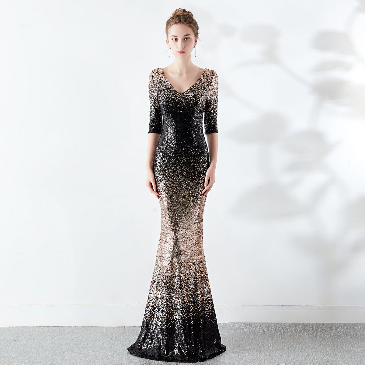 Cocktail Elegant Long Host Slim Dress Fishtail Sequ