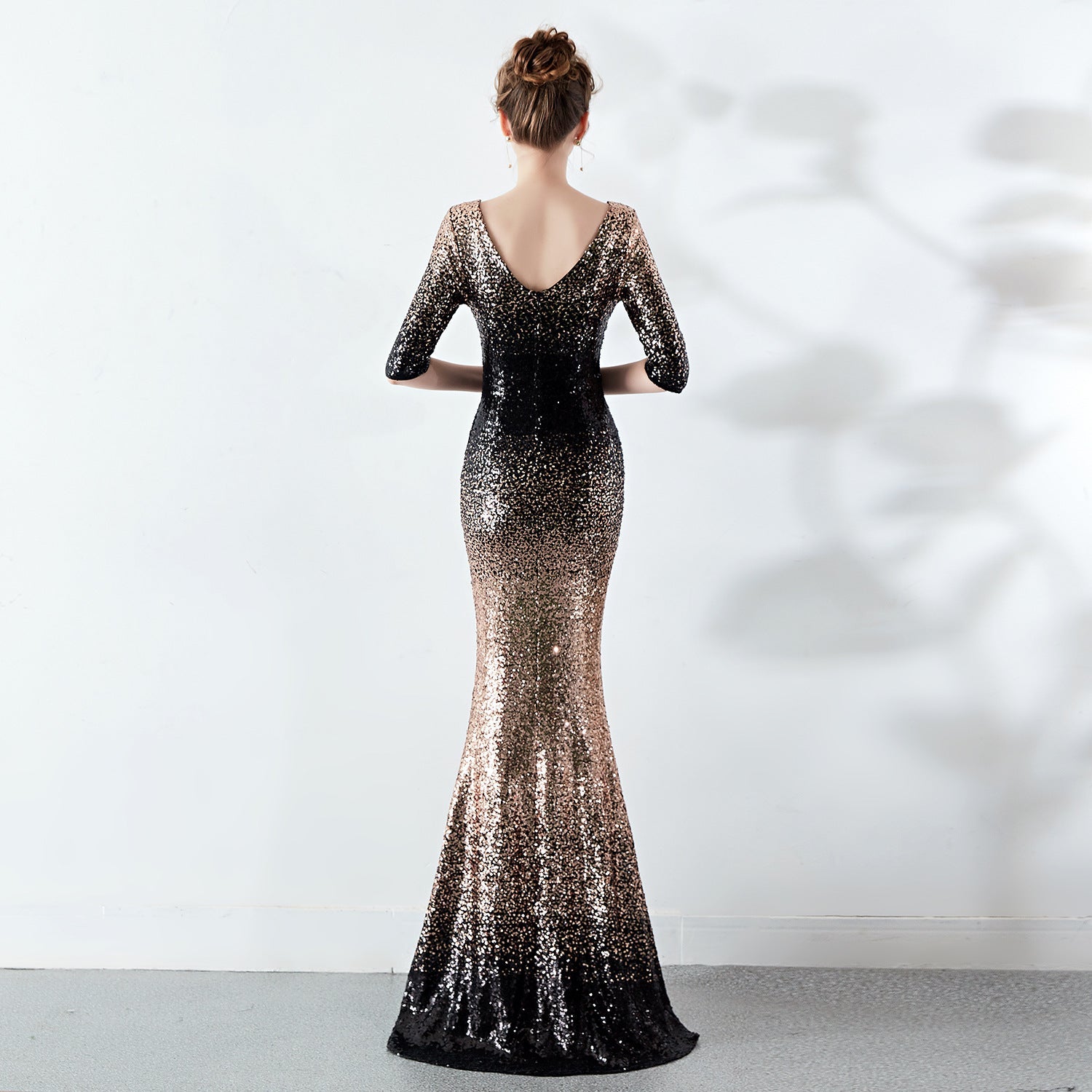 Cocktail Elegant Long Host Slim Dress Fishtail Sequ
