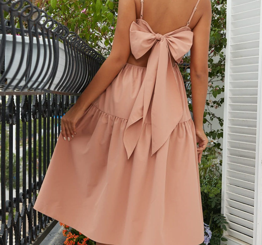 Bohemian Dress Bow Suspenders Maxi Dress Expansion for Vacation Dress