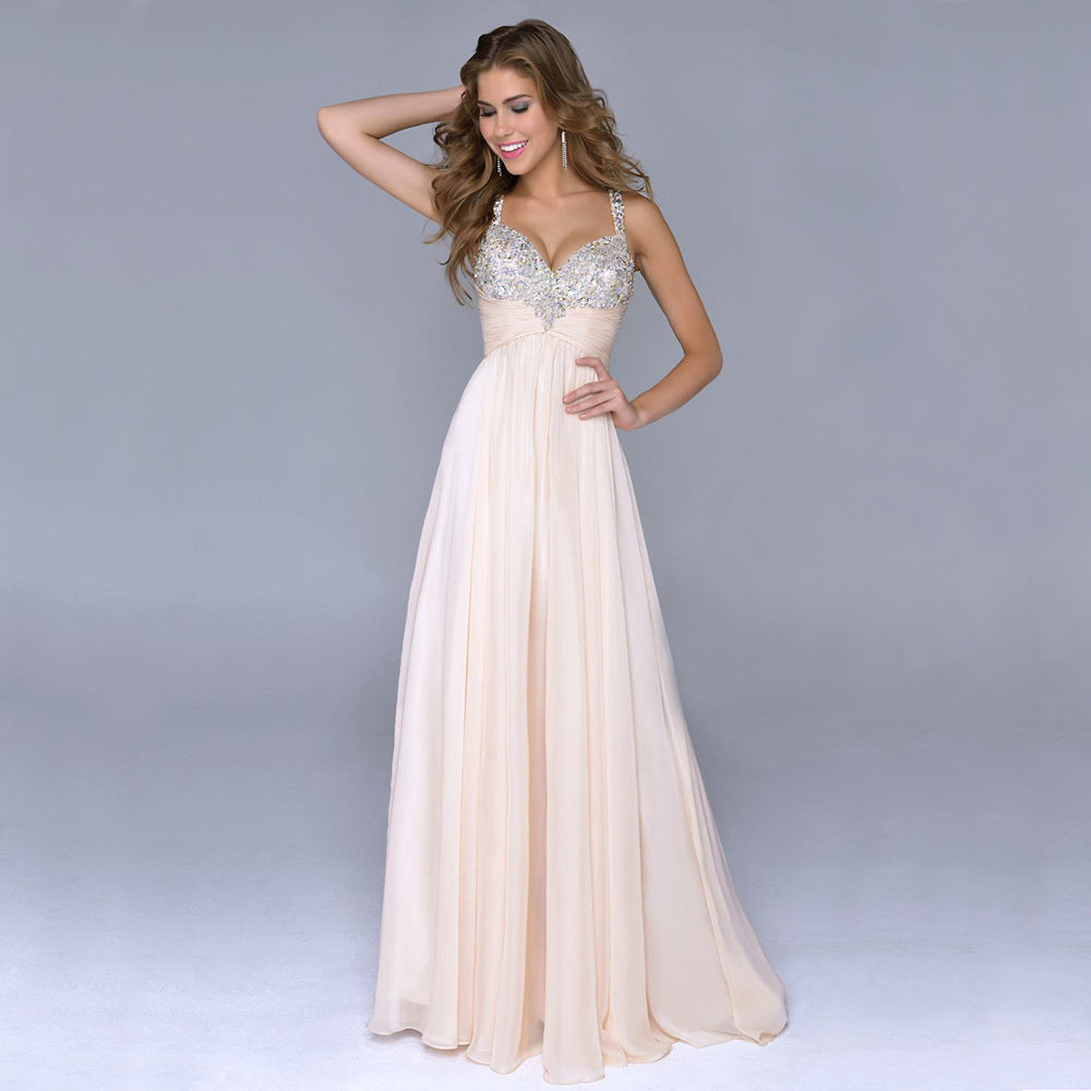 Popular Evening Dress Chiffon Sequin Sling Dress