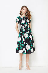 off shoulder Collar Short sleeved Ruffled Dress