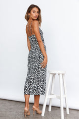 Vestido midi con abertura y estampado festivo