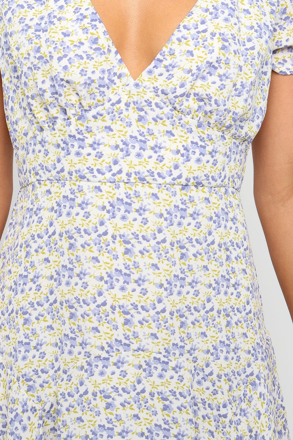 Deep V Large Swing Short Sleeve Printed Dress