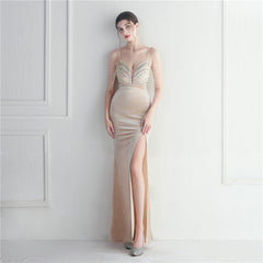 Korean Velvet Sequined Annual Party Social Long Evening Dress