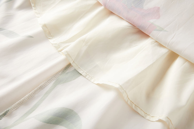 Niche Design Lace up Butterfly Flower Embroidered Print Sling Dress Slim fit High Waist Dress