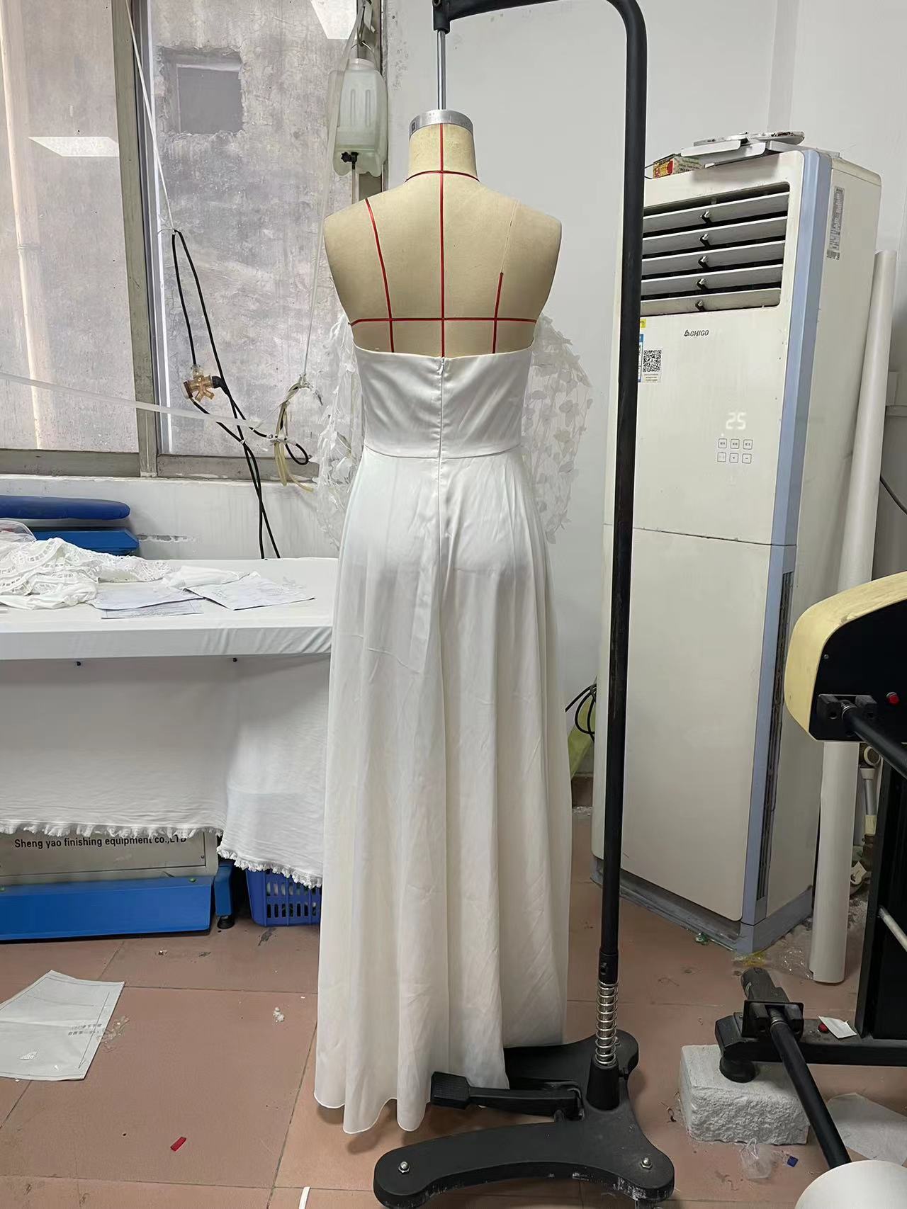 One Neck Slim Dress Solid Color Split Maxi Dress