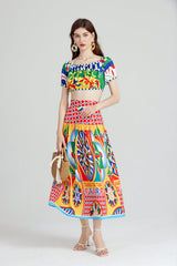 Short Strapless Top High Waist Half length Dress Two pieceSuit