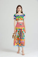 Short Strapless Top High Waist Half length Dress Two pieceSuit