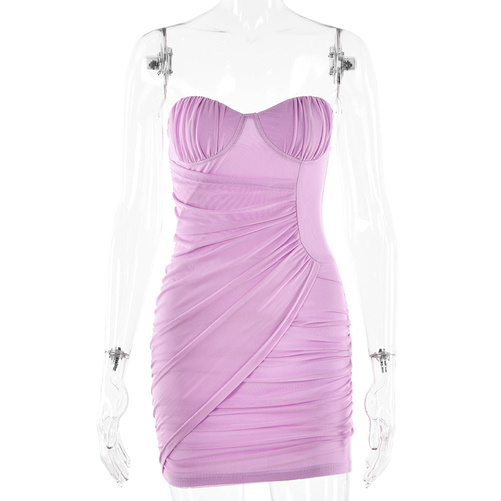 off Neck Tube Top Dress Backless Hip