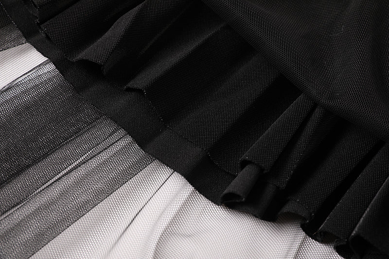 Chanel Style Classic Contrast Color Knitwear Stitching Mesh Dress Age reducing Elegant Dress