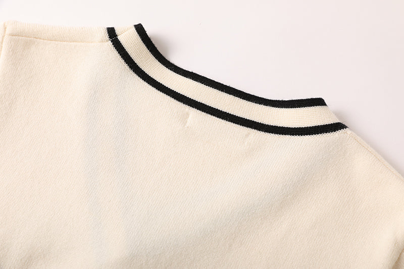 Chanel Style Classic Contrast Color Knitwear Stitching Mesh Dress Age reducing Elegant Dress