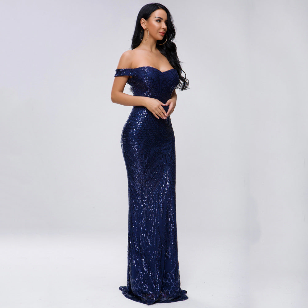 Dress Sequined Tube Top Mopping Banquet Party Evening Dress Fishtail Dress Prom Formal Gown