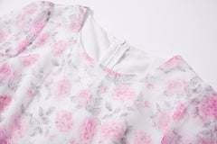 Printed Horn Sleeve 5 Layer Cake dress Silk Large Dress