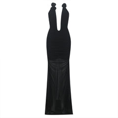 Vestido maxi ajustado sin tirantes con copas en el pecho y estampado floral