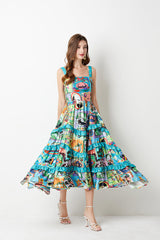 Positioning Flower Cake Dress Slim Fit High Waist A Line Dress