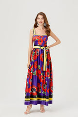 Print Halter Dress Swing Maxi Dress