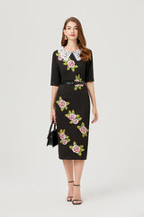 With A Five Quarter Cuff Belt Split Dress