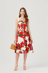 Vacation Floral Single Breasted Cami Dress