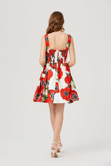 Vestido elegante floral sin mangas de corte A