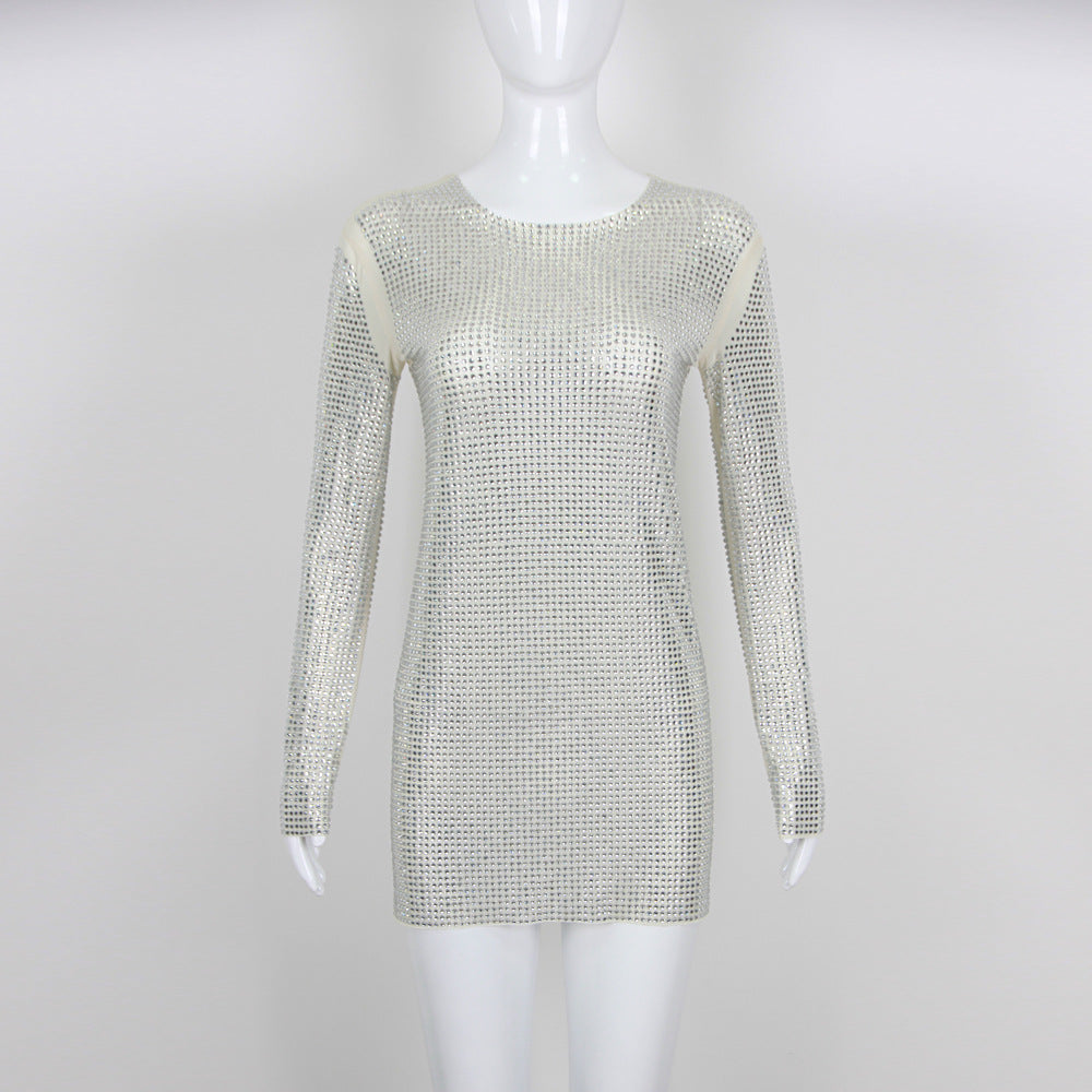 Vestido adelgazante con riñonera y diamantes de imitación
