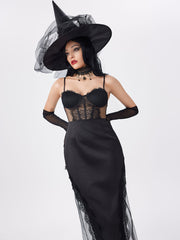 Strap Lace Stitching High Waist Dress