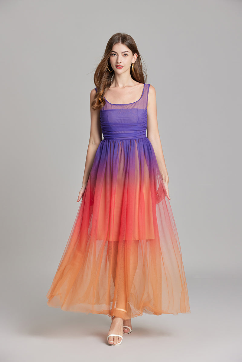 Ombre Sleeveless A Line Maxi Dress