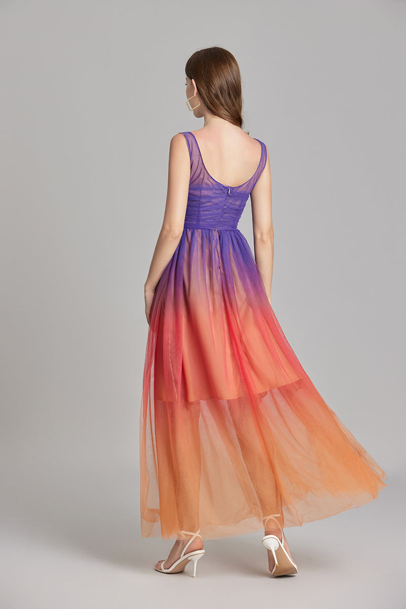 Ombre Sleeveless A Line Maxi Dress