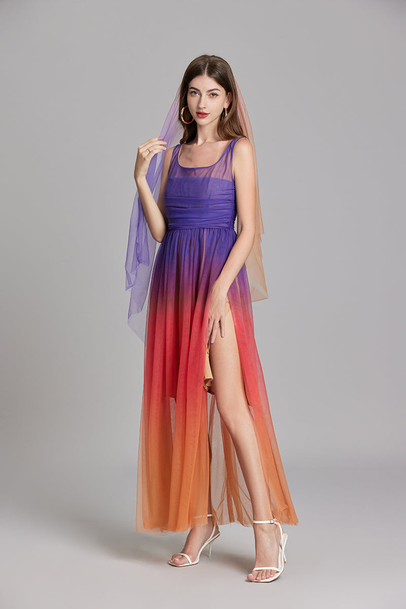 Ombre Sleeveless A Line Maxi Dress