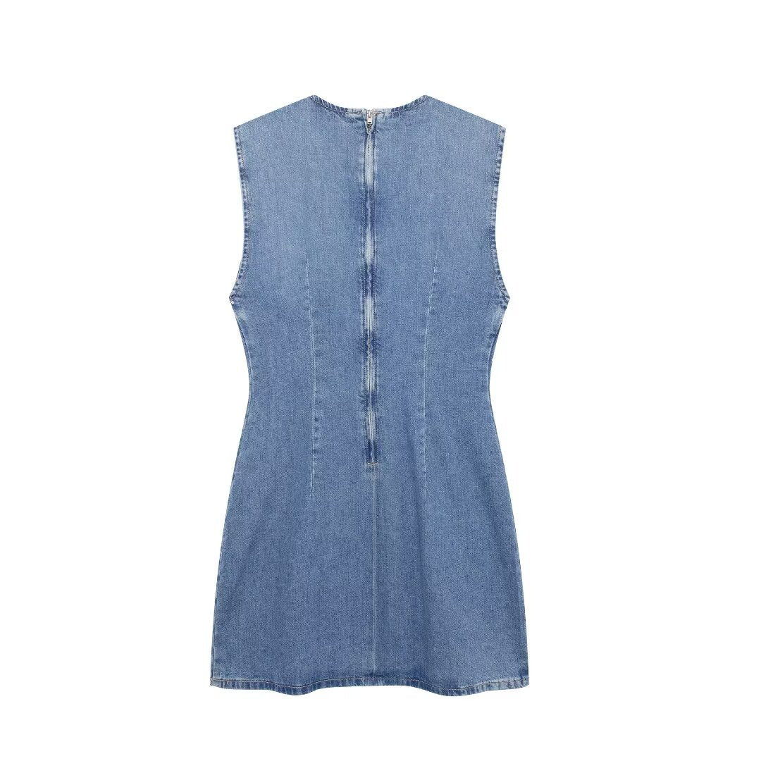 Comfortable Sleeveless Slim Casual Denim Short Dress
