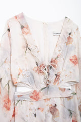 Waist Opening Design Printing Dress