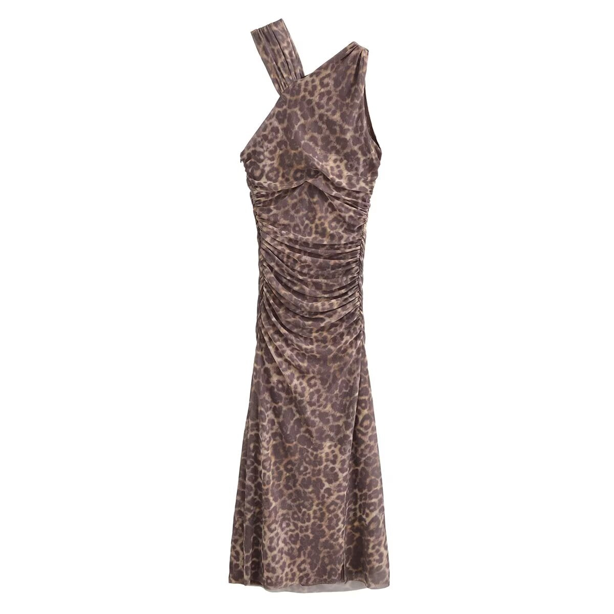 Halter Animal Printed Tulle Dress