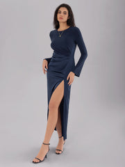 Bohemian Slim Fit Waist Pleated SlimmingLong Patchwork Split Dress