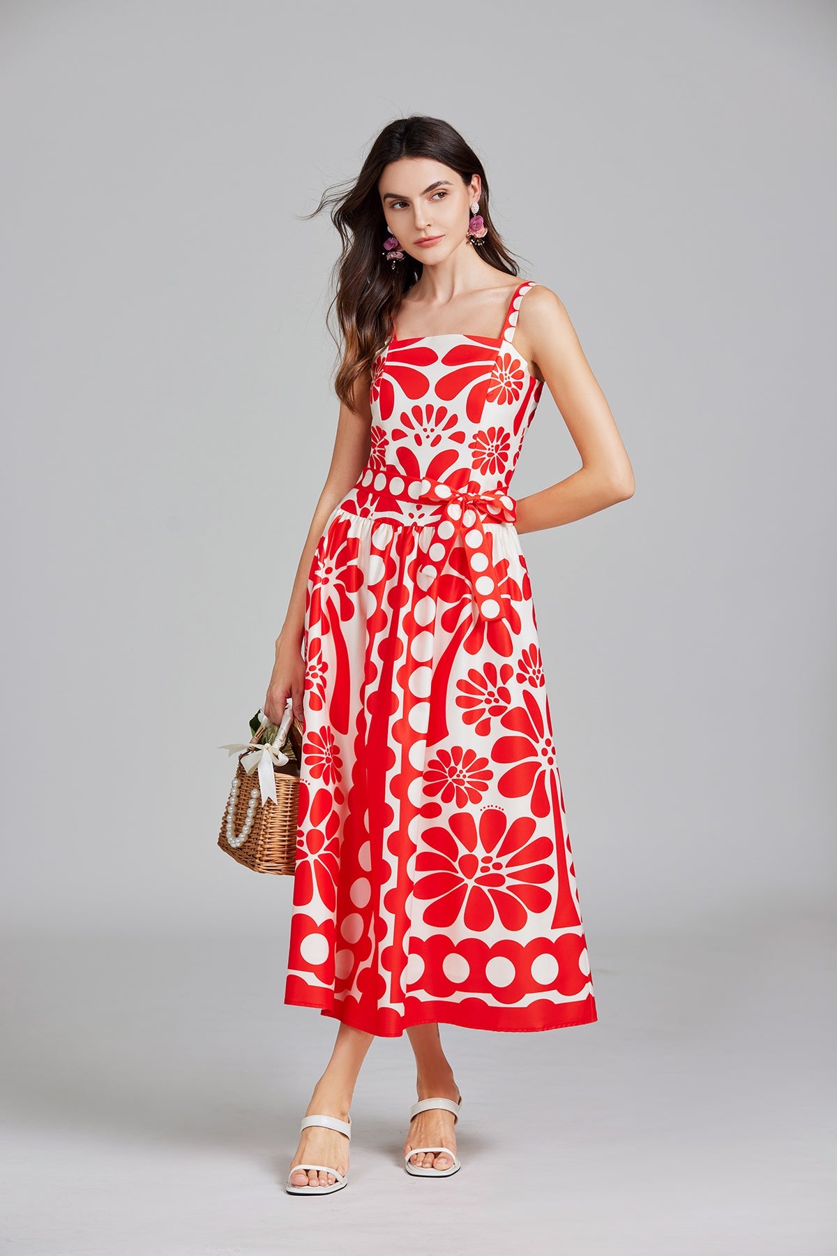 Print Halter A Line Long Dress